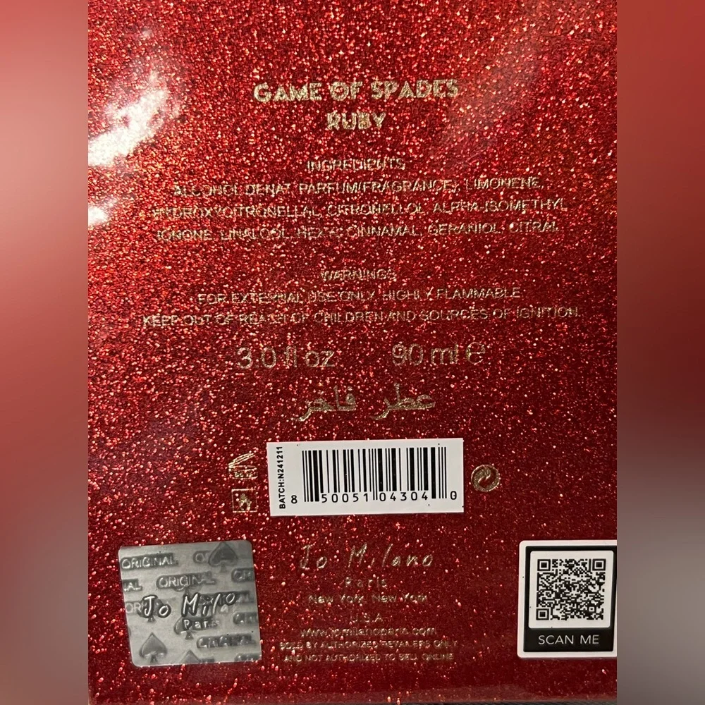 Game of Spades Ruby 3.0 oz 90 ML NIB